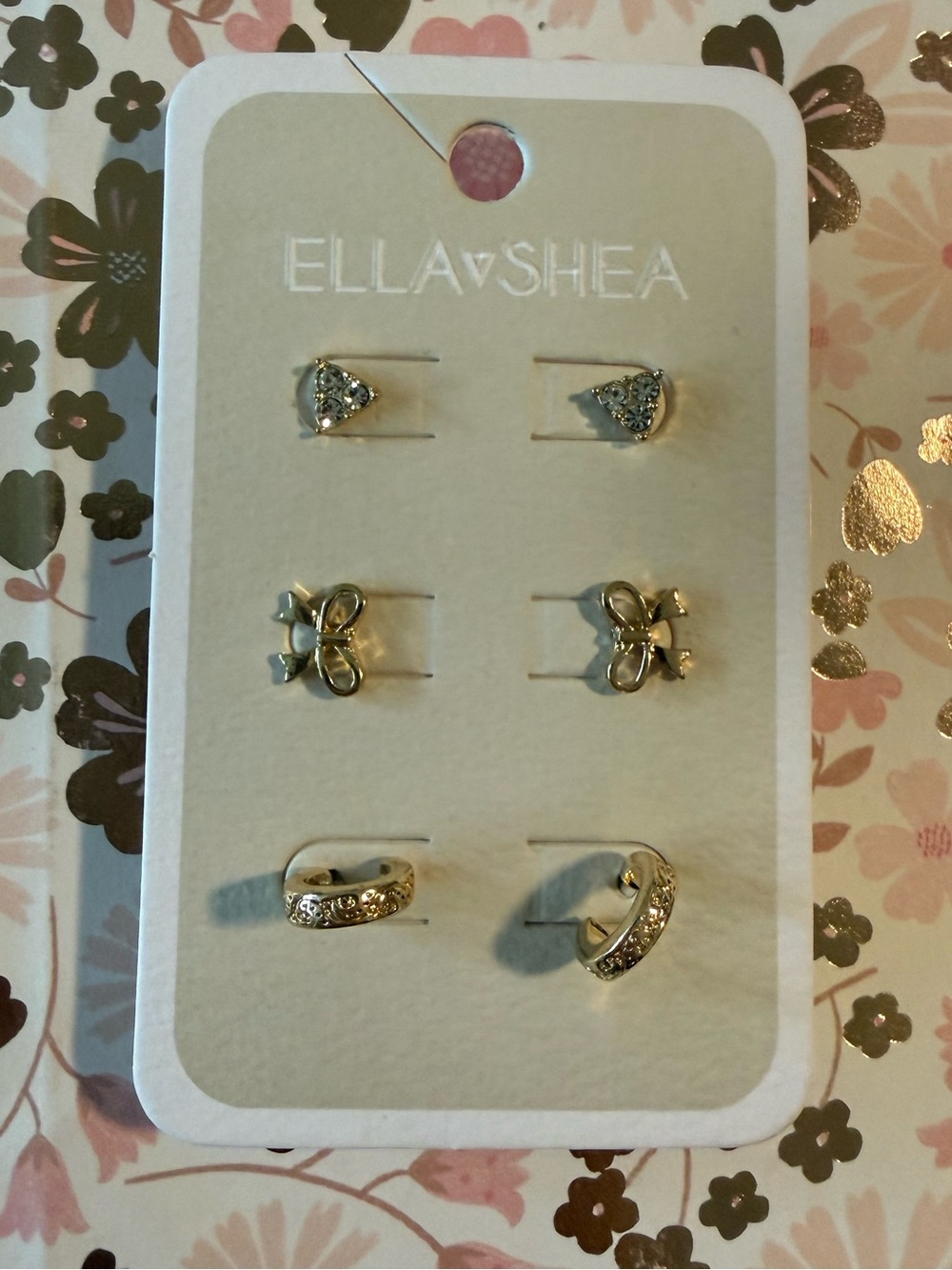 ELLA & SHEA Gold Tone Stud Earring Set - 3 Pairs
